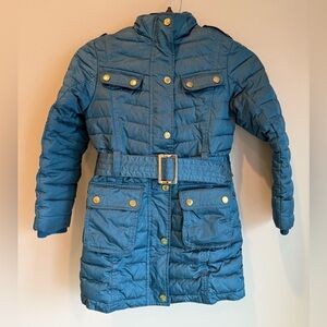 Girls Barbour International Jacket with Blue and Brown Accents Size 6
